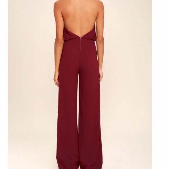Moment for Life Wine Red Halter Jumpsuit - Picture 5 of 6
